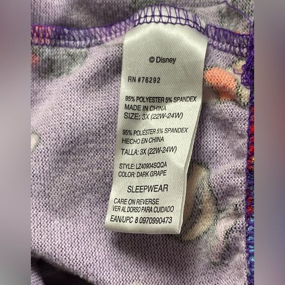 Disney Halloween PJ Top Women’s 3X (22w-24w) Purple Lilo + Stitch Shirt Lounge - Picture 9 of 9